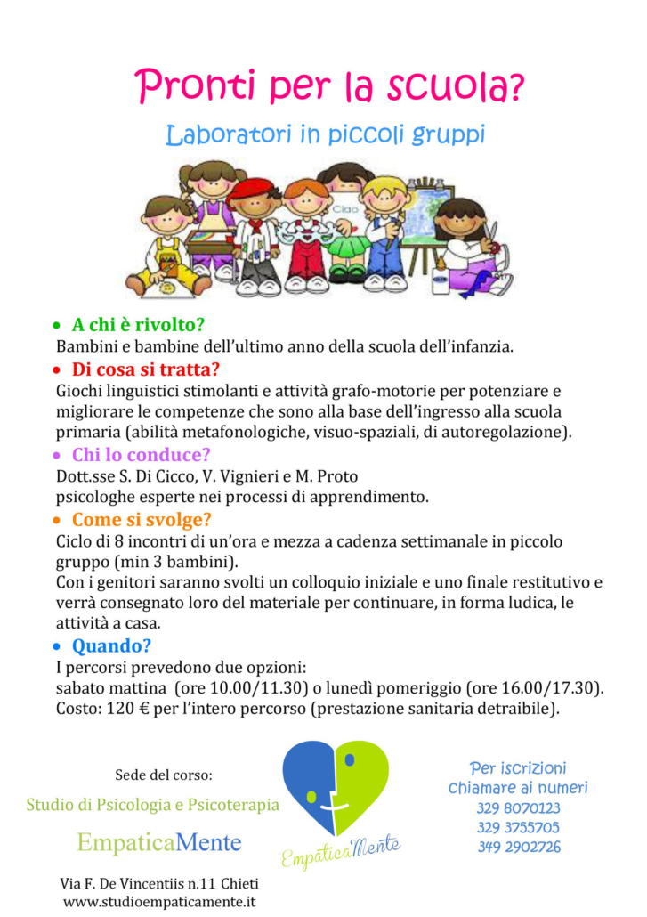 pronti per la scuola 727x1030 - Pronti per la Scuola? Laboratori in piccoli gruppi